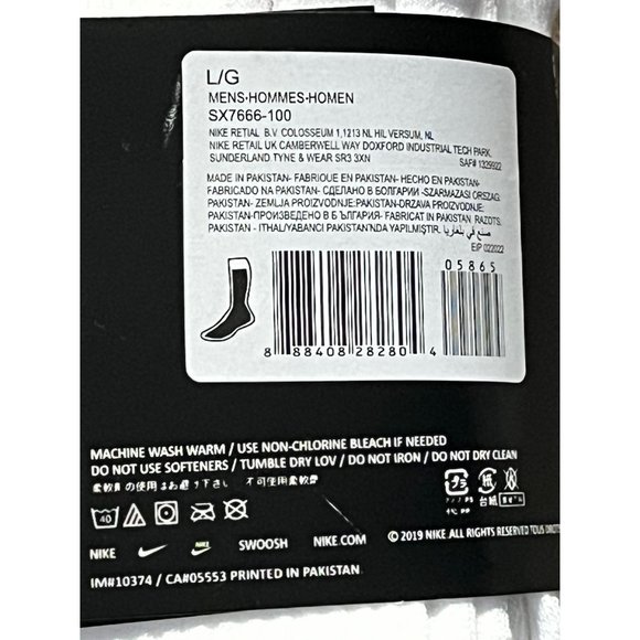 Nike Everyday Cotton Cushioned Crew Socks with Band White/Black 6 Pack - Picture 4 of 5